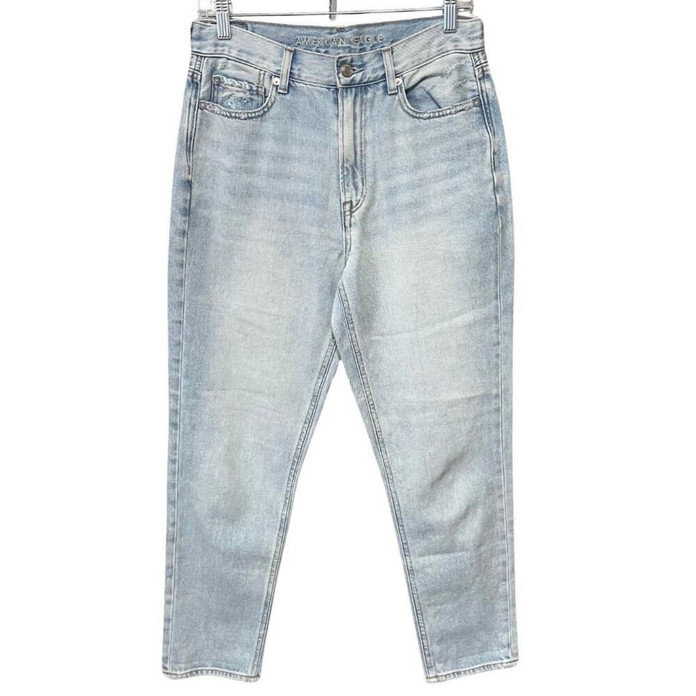 American Eagle MOM JEAN Women’s 6R Light Wash Blue Cotton Denim High Rise Flaw